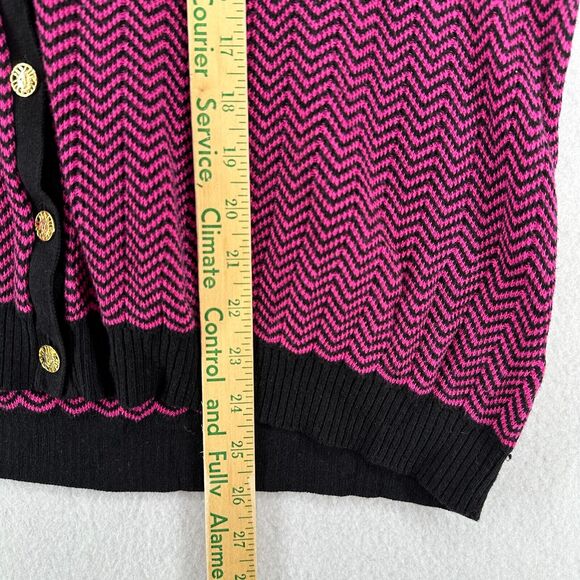 ANNE KLEIN Sweater 2X Plus Chevron Button Up Cardigan Grandma Cotton Blend Pink - Picture 12 of 13